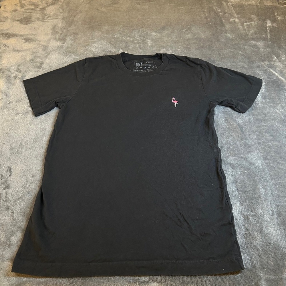 Dad Brand Flamingo Embroidered T Shirt Mens Small Black Cotton Short Sleeve